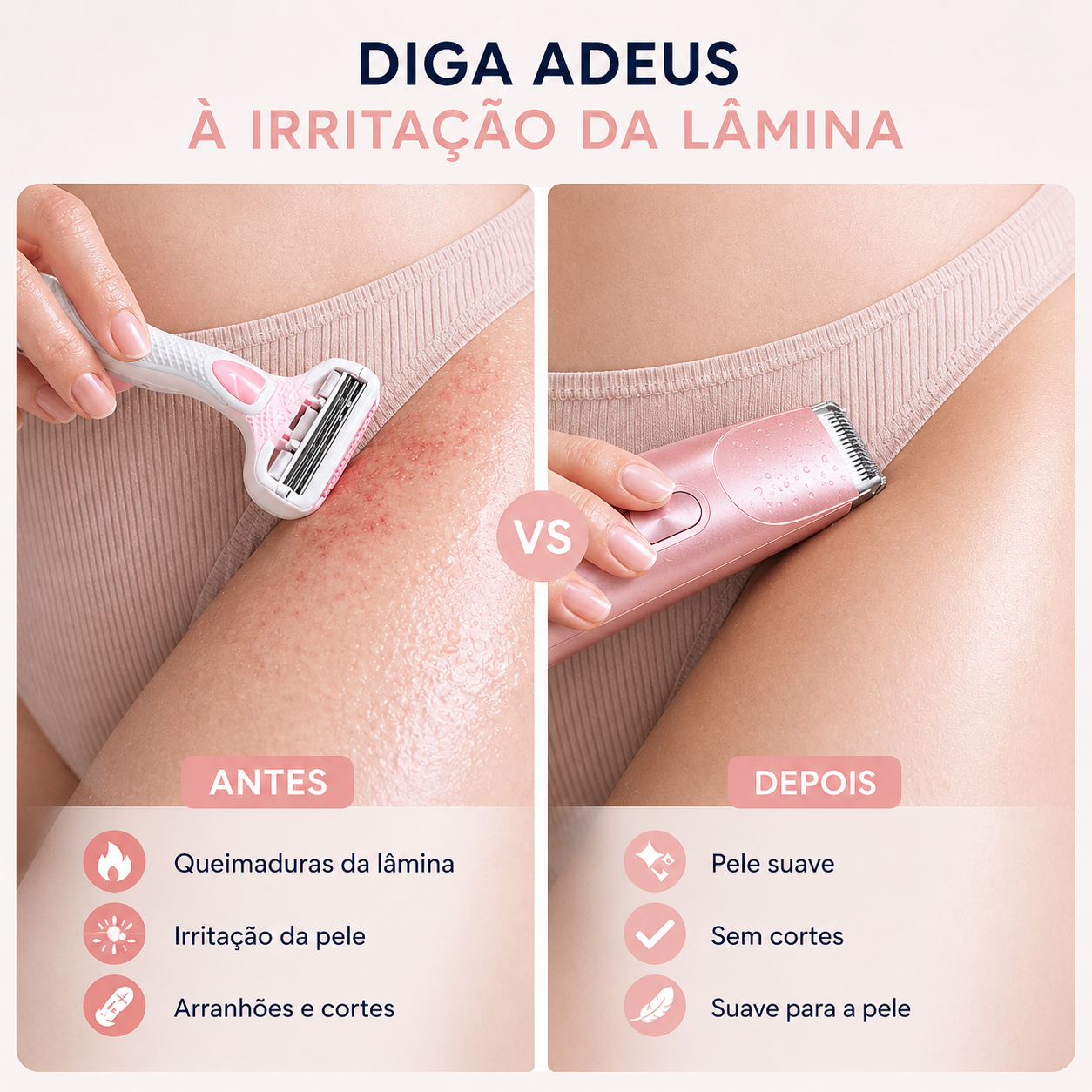 Aparador de Pelos do Biquíni 2 em 1 Sem Dor