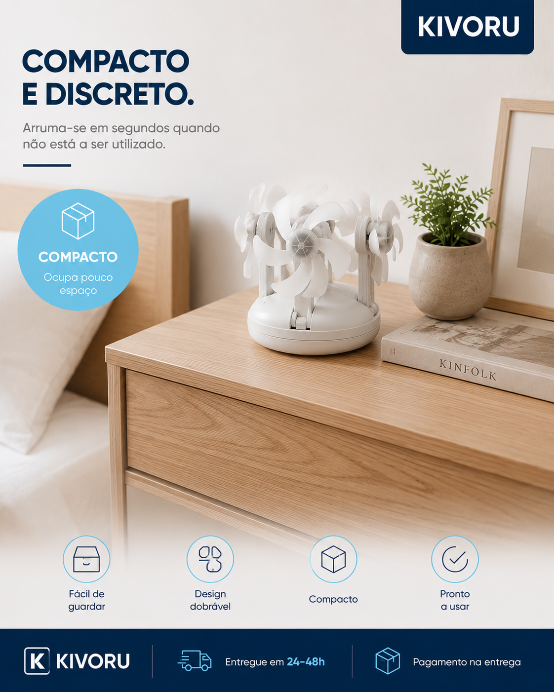 Ventilador de Teto com Luz LED e Comando